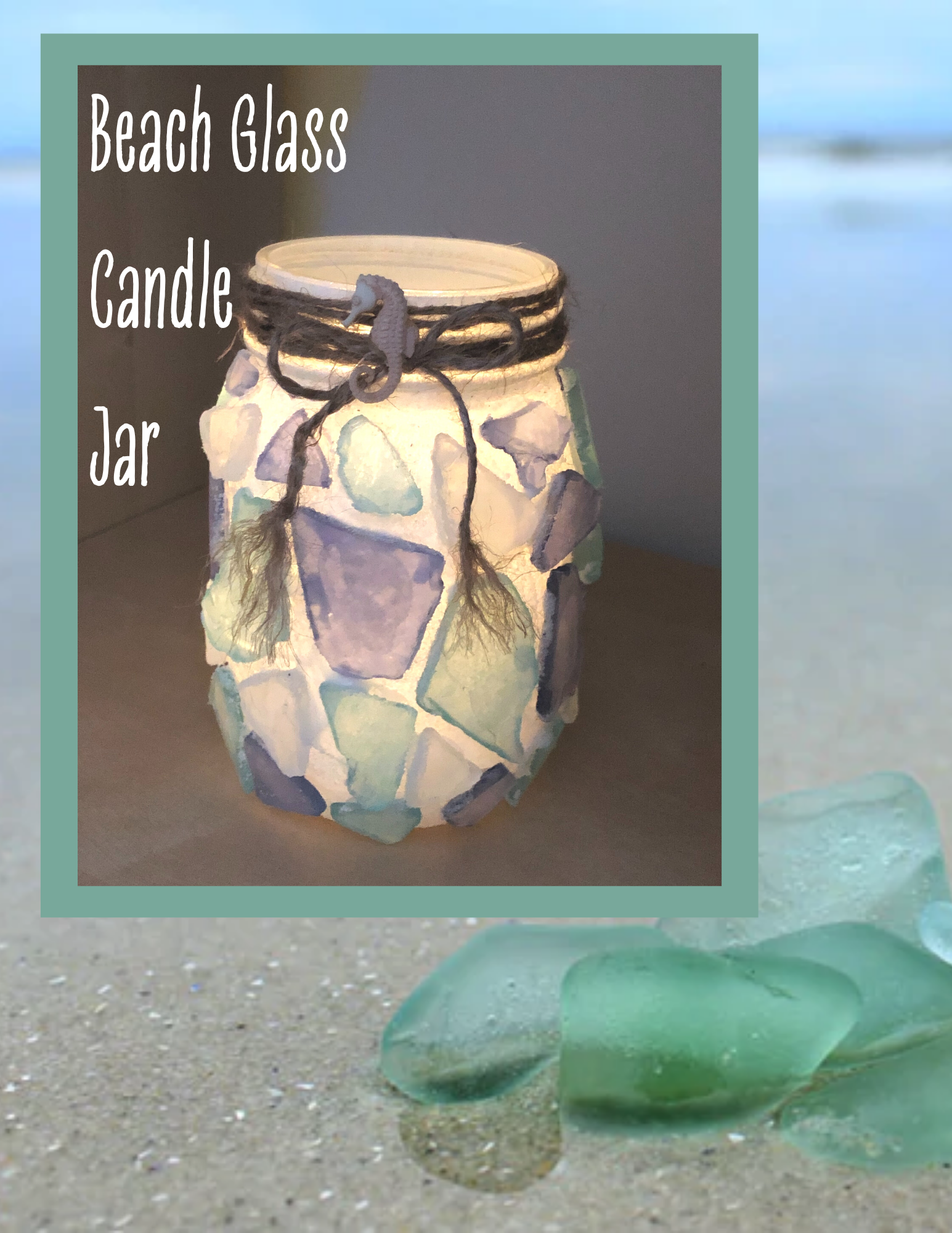 beach glass candle jar