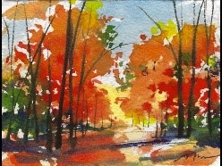 Watercolor Autumn Scene