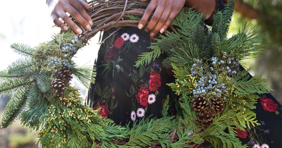 Evergreen & Dried Flower Wreath