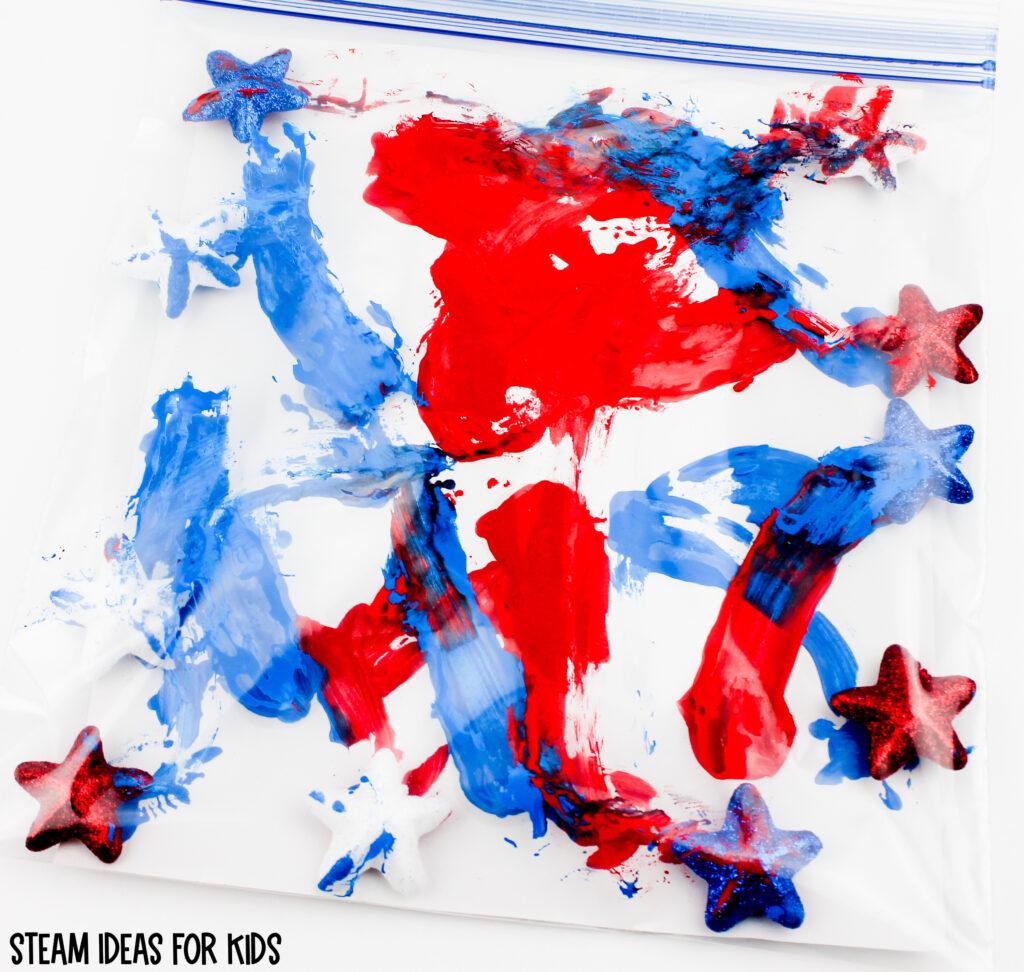 red white and blue process art